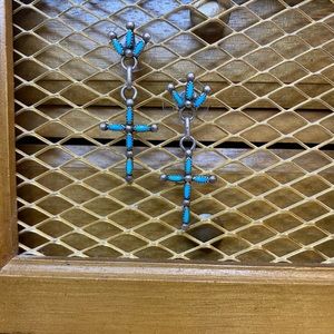 Sterling Silver Turquoise Petit Point Earrings